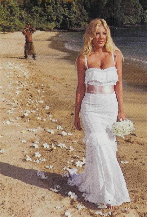 tori spelling wedding dress dolce gabbana|Tori Spelling rocks pink satin and mermaid hair for beachside .